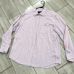 Vineyard Vines Classic Fit Tucker Shirt pink and blue checkered button down